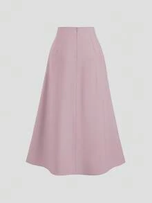 Sweetra 女士优雅通勤A字裙，垂坠修身效果，春秋季 - 淺粉色 - 查看 2