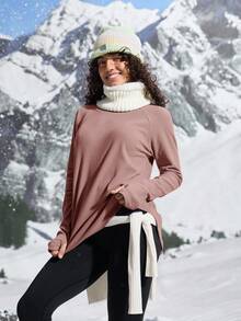 In My Nature 女士户外 T 恤和背心，纯色长袖，简约时尚休闲日常穿着