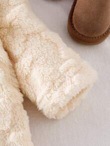 SHEIN Áo khoác dài tay có mũ trùm đầu bằng vải kaki dễ thương, thoải mái và thời trang cho bé gái mới biết đi, mùa thu/đông - Màu be - Xem 8