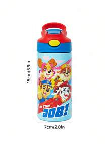 SHEIN | PAW Patrol 16 盎司/500 毫升不锈钢卡通图案钢绝缘防漏，配有吸管盖和硅胶吸管，男孩和女孩均可轻松使用，非常适合露营和学校使用。 - 藍色 - 查看 6