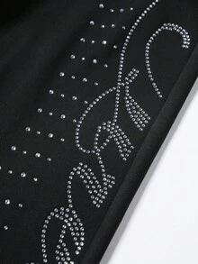ROMWE MEN Street Life Calça de Moletom Reta com Aplicação de Strass Estilosa e Urbana - Preto - Visão 6