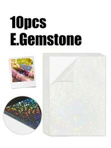 10 张全息贴纸，透明 A4 乙烯基贴纸，自粘防水透明膜，带有心形、雪花图案，11.8 x 8.3 英寸，可用于保护书籍、照片、明信片等。 - 彩色 - 查看 8