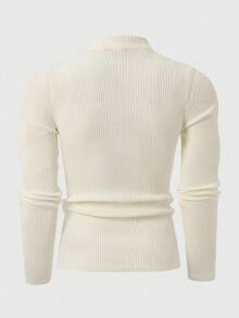 RueChic Men 2pcs Multi Pack Rib Knit Casual High Neck Slim Fit Sweater - Black and White - View 6