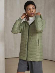 Aveloria Modichic 冬季休闲简约保暖连帽羽绒服 - 綠色 - 查看 6