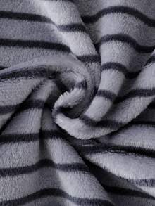 男士法兰绒条纹长袖上衣和长裤两件套蓬松睡衣套装，加厚保暖，适合秋冬家居服，柔软舒适。 - 灰色 - 查看 8