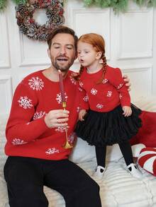 SHEIN Baby Girl Christmas Snowflake Pattern Cute Minimalist Pullover Sweater Fall Winter Winter Christmas Halloween Toddler Cardigan Sweater Autumn Fall Jumpers Sweaters Tops Dress Dresses Christmas Jumper Cozy Pixies Prepcrw Christmas Outfit Halloween  New Born Toddler  Fall Winter Dress Halloween  Romper Stuff Halloween Jumper Jumper Cardigans Shirts White Cardigan Clean Downtown Off The Shoulder Sweater Outfit Sets Pink Sweater Jacket Cute Fall Outfits Outfits Top Maija Christmas Dress  Toddler Fall Dark Purple Skirt Christmas Sweater  Fall Sweaters Unisex White Sweater Vest Skirt Sets - Red - View 9