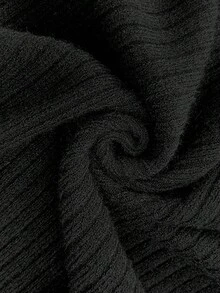Modelyn Große Größen Elegantes Strickkleid in Unifarbe mit Trägerhals für Damen, Herbst-Winter-Kleidung, Schulterfrei - Schwarz - Übersicht 7