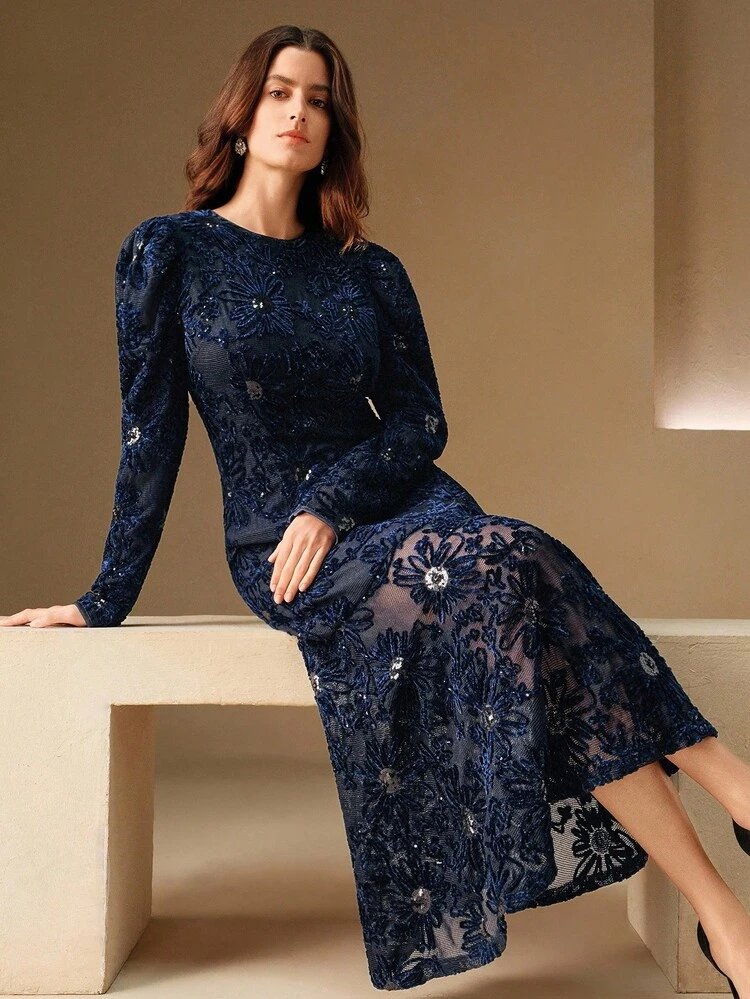 Autumn/Winter Long Sequin Mermaid Silhouette Bodycon Dress For Women, Elegant, Chic, Stylish Evening Gown For Party, Wedding, Christmas