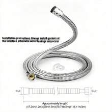 1pc Stainless Steel Shower Hose, Bathroom Rain Shower Head Hose, Water Heater Inlet Flex Tube, 1.2M/1.5M/2M/3 Meters Length High Density Hose