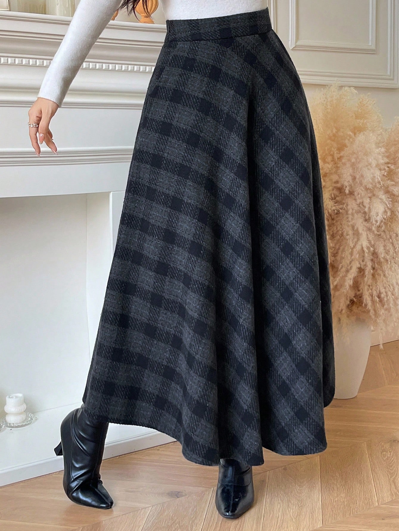 DAZY تنورة كاروهات أنيقة للنساء، مناسبة للتنقل، خر...