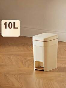 SHEIN 1PC Large Capacity Pedal Bin With Lid - Slow Close Foot Trash Can For Kitchen, Living Room, Bedroom - Odor-Proof Sealed Garbage Bin, Hands-Free Waste Basket, Durable Stainless Steel/Plastic Design, Space-Saving Home Essentials