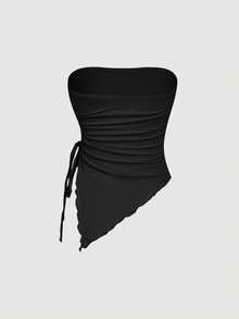 SHEIN MOD 3pcs Women Drawstring Design Ruched Fashionable Tube Top, Halloween Costumes, Vacation Women, 2000s , Costume - Multicolor - View 9