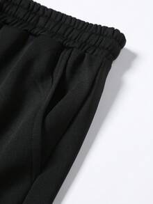 ROMWE MEN Street Life Calça de Moletom Reta com Aplicação de Strass Estilosa e Urbana - Preto - Visão 5