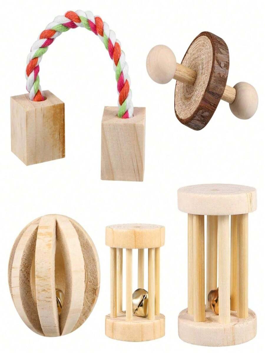 1 Peça Brinquedo de Rolo de Coelho Fofo, Halteres de Madeira Natural de Pinho, Uniciclo com Sino, Brinquedos para Roer para Porquinhos-da-Índia, Ratos, Pequenos Animais de Estimação, Suprimentos para Molares, Brinquedos para Porquinhos-da-Índia, Brinquedos para Roer, Brinquedos de Coelho, Brinquedos de Coelho, Brinquedos para Roer de Rato, Acessórios para Gaiola de Hamster, Brinquedos de Chinchila, Brinquedos para Dentição, Brinquedo para Roer de Coelho, Brinquedos de Madeira, Bola de Dentição de Estimação, Madeira - Amarelo - Visão 1
