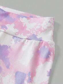 SHEIN Tween Girls Tie Dye Print Vest & Sports Pants Set, Soft Yoga Activewear