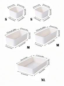 Boîte de rangement en plastique blanc 4 6 5 9 pièces Ensemble d'organisateurs à tiroirs Plateau multifonctionnel pour salle de bain, coiffeuse, maquillage, cosmétiques, chambre, cuisine, bureau, petits outils. Solution de rangement et de décoration pour la maison - Blanc - Voir 17