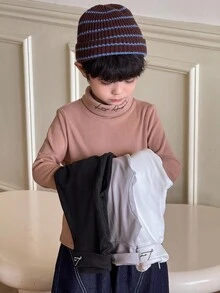 SHEIN Young Boy 3 For 1 Casual Korean Style Long Sleeve Collared Shirt,Vest And White Pants Set,Comfortable Fashion School Back-To-School Black Autumn Fall - Multicolor - View 6
