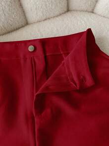 Airaco Women's Casual Solid Color Shorts, Summer - Burgundy - View 4