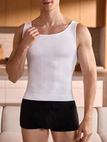 Manfinity Underwear&Sleepwear Basics Áo vest cổ tròn màu trơn định hình cho nam - trắng - Xem 3