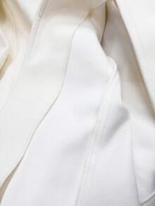 GlowEve 女士优雅纯色蝴蝶结装饰外套，秋冬季，圣诞节 - 米色 - 查看 6