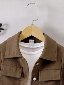 Sparklyn 2件套纯色男童休闲衬衫和裤子套装 - 棕色 - 查看 7