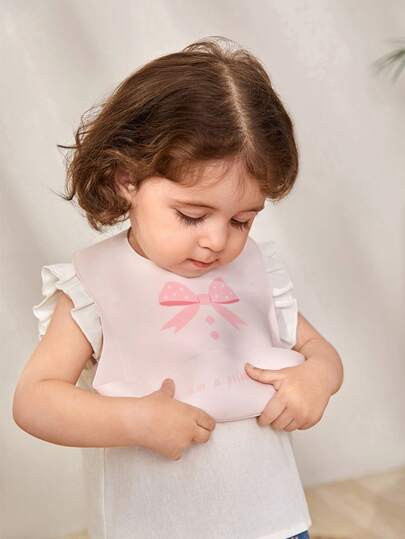 Cozy Pixies 1 Piece Baby Cute Bow Silicone Bib, Washable And Easy To Take Care Of