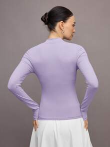 Activina Minimalist Solid Color Slim Fit Long Sleeve Sports Jacket - Mauve Purple - View 2