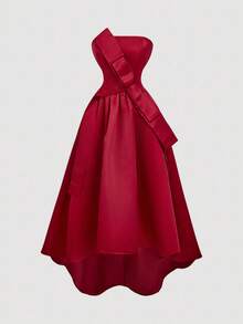 SHEIN MOD Women's Off-Shoulder Red  Maxi Dress,Fall/Winter,Halloween,Nightmare Before  ,Halloween Costume Women ,Party,Elegant, Red Satin Dress, Off Shoulder Dress, Red Formal Dress, Red Tea Length Dress, Red Party Dress,Wedding Guest Dress For Women,Pirate Dress,,Halloween Costumes, Costume - Red - View 3