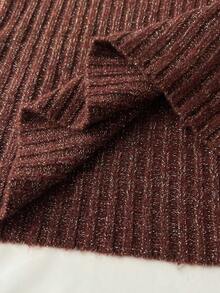 Elamini 女式高领修身长袖毛衣，秋冬时尚 - 咖啡棕 - 查看 6