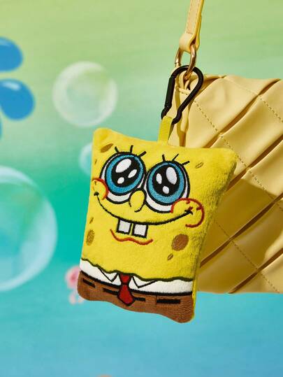 SpongeBob SquarePants | SHEIN 1 件毛绒卡通刺绣包包挂饰，表情可爱，可挂在包包、背包上