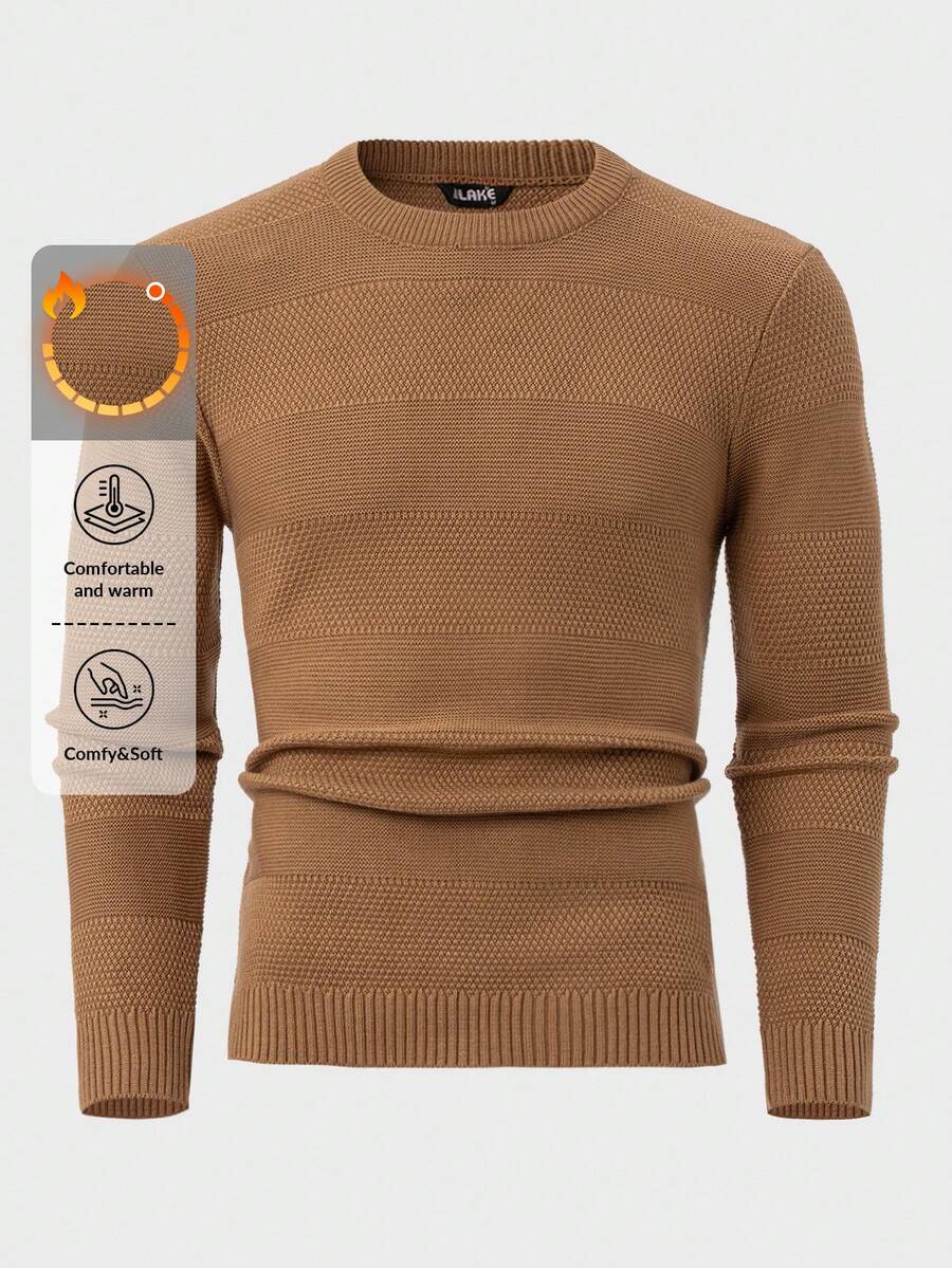 RueChic Men Textured Casual AW Regular Sweater - Camel - View 1