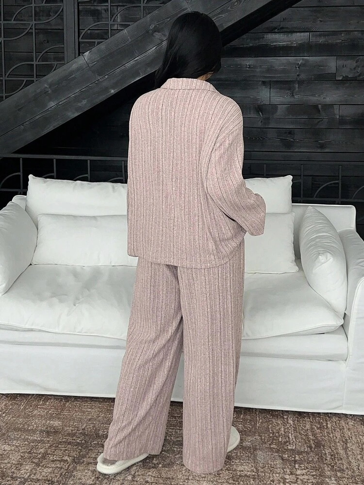 Dazy Plus 2pcs/Set Casual Loose Plus Size Women Sleepwear Set, Suitable For Spring And Autumn, Cozy Outfit Fall Winter Clothes