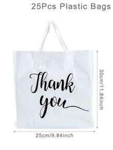 25/50个装全新白色感谢礼品袋，加厚耐用黑白蓝粉色手提袋，服装店购物袋，小型企业用品，婚礼节日派对购物袋，生日派对礼品袋，工艺手提袋，派对回礼，生日装饰，派对礼品装饰，礼品塑料包装袋，礼品包装用品 - 白色 - 查看 6