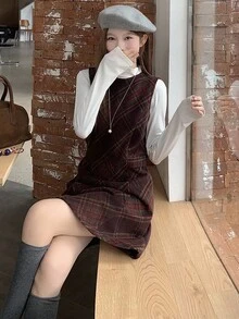 DAZY Women's Casual Plaid Sleeveless Dress, Autumn/Winter - Multicolor - View 3