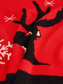 Manfinity VCAY 男士休闲圆领长袖毛衣，饰有鹿、雪景和圣诞元素，适合秋冬穿着 - 彩色 - 查看 6
