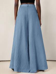 Aveloria Modichic Quần ống rộng xếp ly thanh lịch, thoải mái cho nữ khi đi nghỉ - Màu xanh lam - Xem 2