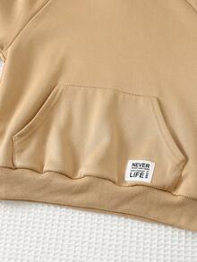 Cozy Pixies 3pcs/Set Young Boy Solid Color Knit Soft Crew Neck Long Sleeve Pullover Sweatshirt, Elastic Waist Jogger Pants, Sleeveless Vest Tan Outfit Kids Boy Clothes Set Winter Boys Autumn Winter Casual Two Piece Set - Multicolor - View 6