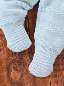 两件套男婴/女婴针织毛衣和裤子套装，圆领长袖套头衫，扭绳设计，时尚百搭，适合日常穿着、休闲装、居家装、户外装、旅行装，蓝色和浅蓝色 - 藍色 - 查看 8