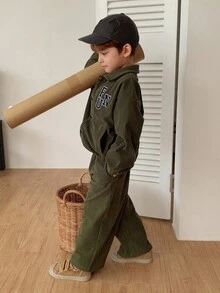 DAZY Kids Fall Clothes Young Boys Jacket Set - Dark Green - View 7