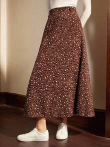 Écloséra French Retro Autumn High Waist Leopard Print Mid-Length Women's Skirt Women's Autumn Clothing Matching Women's Skirt For Going Out Women's Casual Wear Cheetah Print Women's Skirt