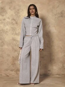 Chiquease 女士休闲舒适低腰宽松运动裤 - 灰色 - 查看 1