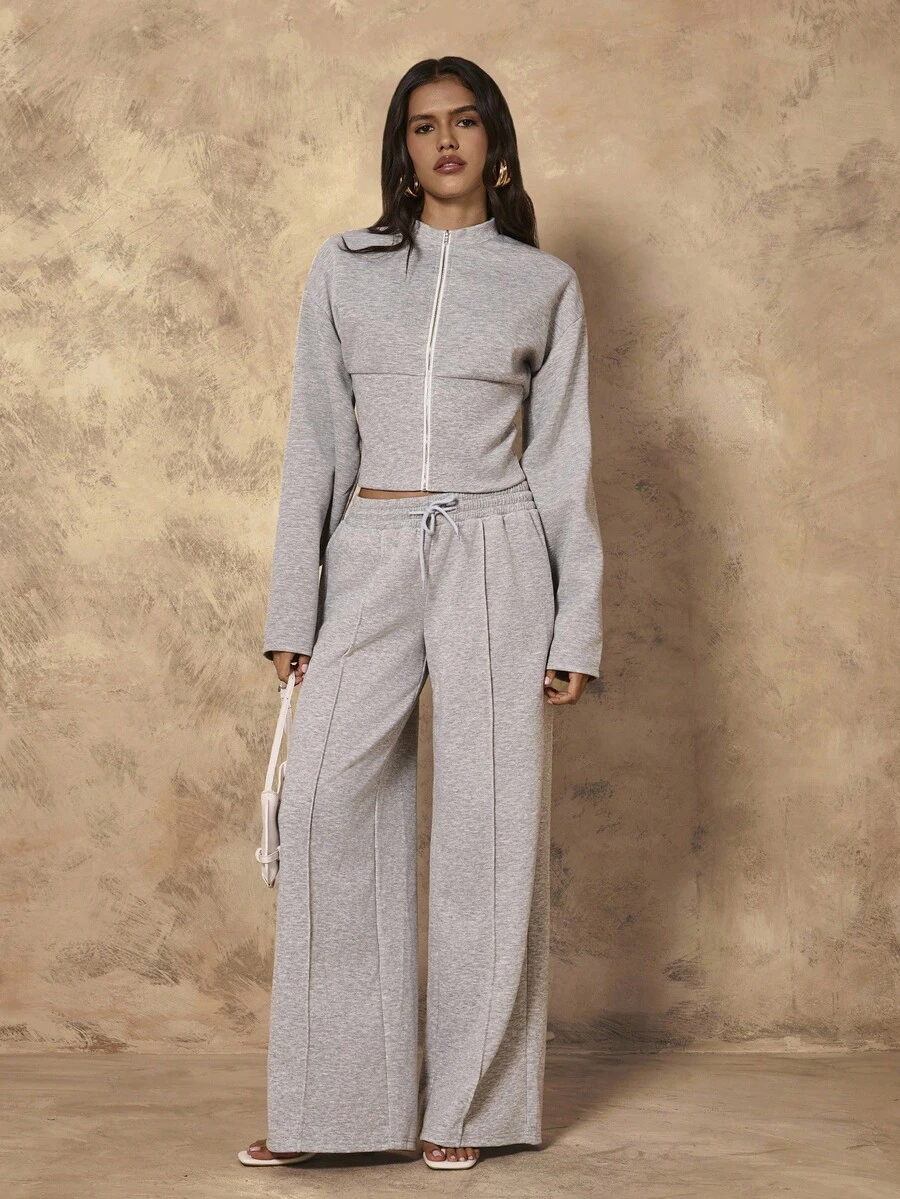 Chiquease 女士休闲舒适低腰宽松运动裤 - 灰色 - 查看 1