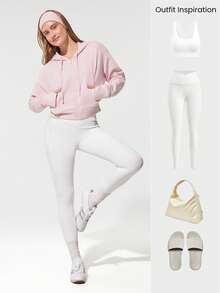GLOWMODE Sudadera con capucha de manga larga con bolsillos laterales con cremallera, forro polar de modal, con ojales para el pulgar, para uso diario y casual - Rosa Pálido - Ver 5