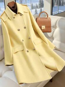 GlowEve Autumn/Winter New High-End Double-Breasted Woolen Trench Coat Elegant Fall Cloth  For Women