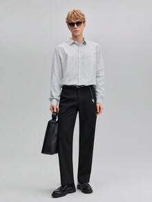 Officeau Men's Black Striped Formal Shirt, Gentlemanly & Simple Striped Long Sleeve Shirt, Slim Fit, Suitable For Business, Casual Wear In Spring/Autumn/Summer, Fall Old Money Men's Dress Shirt Spring To Summer - Black and White - View 7