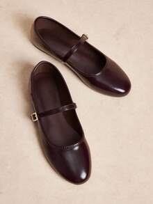 Rosivie 法式优雅通勤圆头系带编织平底女鞋 - 巧克力棕 - 查看 7