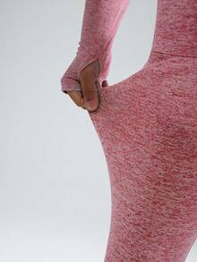 SHEIN Young Girls Fashion Set, Round Neck Long Sleeve Criss-Cross Hollow Back Design Top & Skinny Pants, Suitable For Casual Everyday Wear, All Seasons - Red - View 5