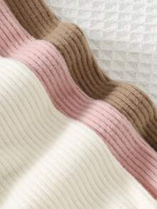 Cozy Pixies Set de 3 bodys de manga larga con cuello redondo, textura acanalada y volantes de contraste en unicolor para bebé niña - Rosa - Ver 8