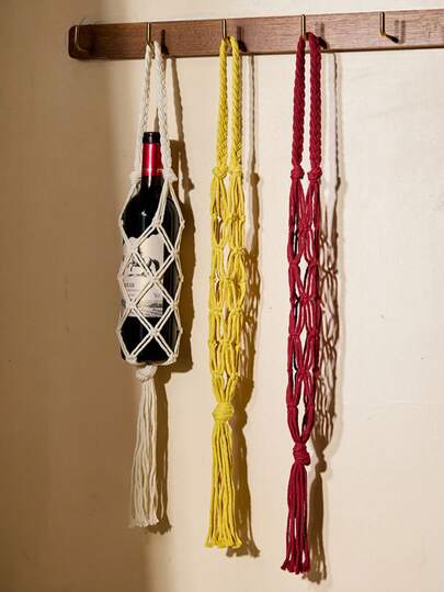 Cirelle 1 件手工编织波西米亚风格葡萄酒挂袋 | 多用途酒瓶架，适用于葡萄酒、水杯和手持饮料 | 装饰性 Macrame 葡萄酒储存、瓶架、节日礼物和家庭酒吧装饰品