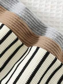 Cozy Pixies 3件套女婴条纹针织柔软松紧腰喇叭裤套装 - 黑與白 - 查看 4